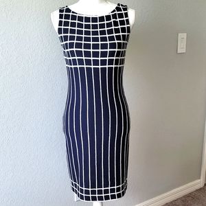St John Knits Navy & White Santana Dress